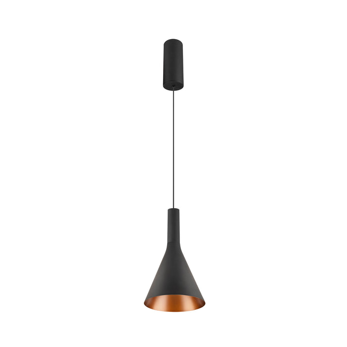 LALU SET, pendant light, LED base, CONE 15, PHASE, pendant length 200 cm, 2700/3000 K, 40°, black