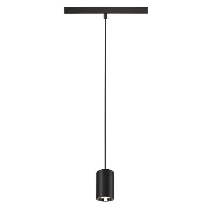 NUMINOS XS, 48V pendant light, pendant length 150cm, 4000K, 20°, DALI 2, matt black / glossy chrome