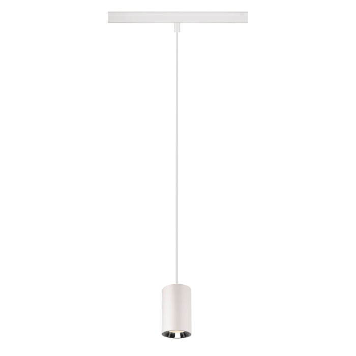 NUMINOS XS, 48V pendant light, pendant length 150cm, 4000K, 40°, DALI 2, matt white / glossy chrome