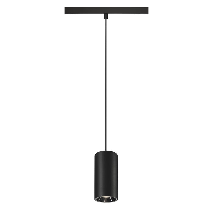 NUMINOS S, 48V pendant light, pendant length 150cm, 4000K, 40°, DALI 2, matt black / glossy chrome