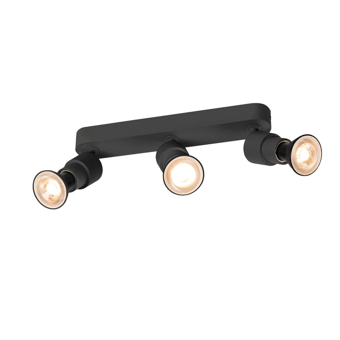 PURI 2.0 Basic, wall and ceiling-mounted light, long, round, 3 x max. 6W GU10, black