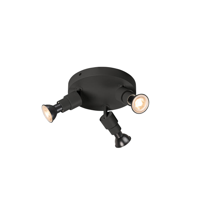 PURI 2.0 Basic, wall and ceiling-mounted light, round, 3 x max. 6W, GU10, black