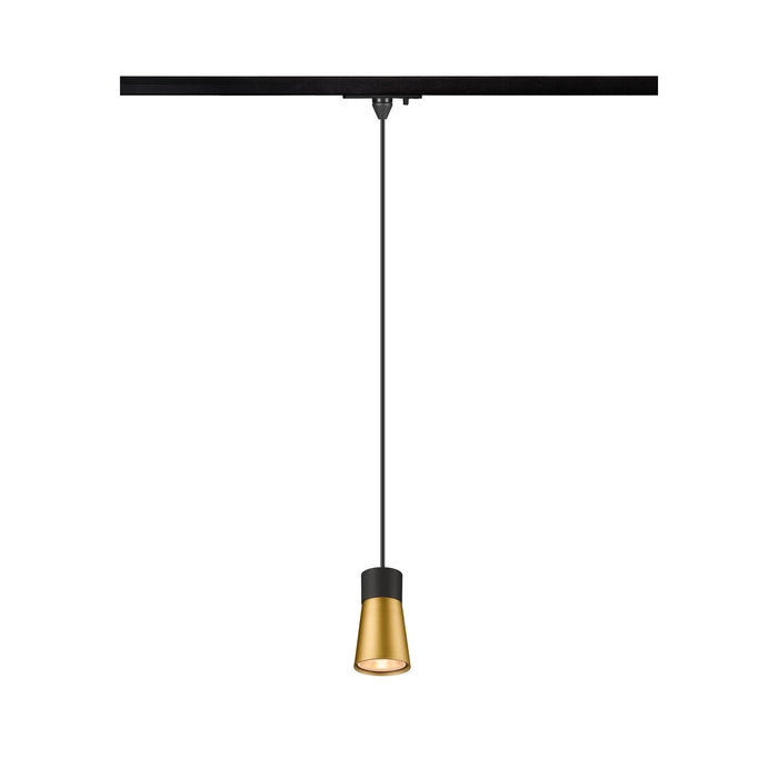 PURI 2.0 Cone, 1~ pendant light, GU10, pendant length 200 cm, 1x max. 6W, black / gold