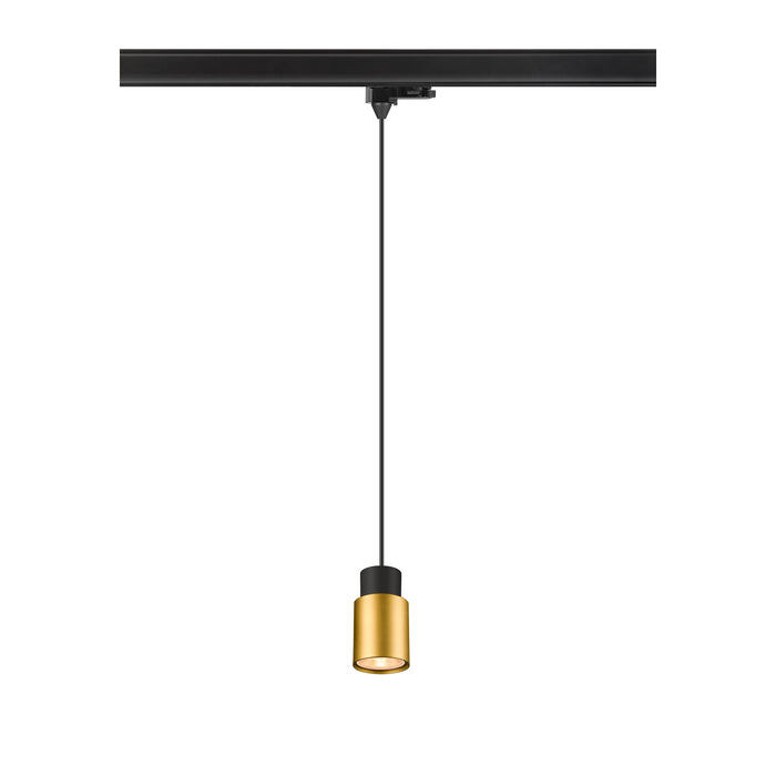 PURI 2.0 Tube, 3~ pendant light, GU10, pendant length 200 cm, 1x max. 6W, black / gold