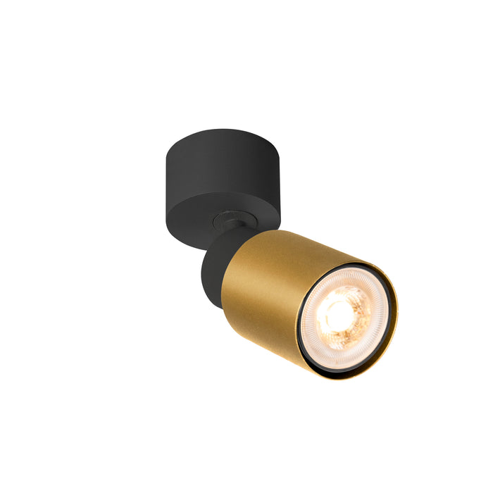 PURI 2.0 Tube, wall and ceiling-mounted light, 1x max. 6W GU10, black / gold