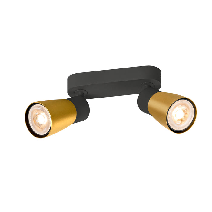 PURI 2.0 Dome, wall and ceiling-mounted light, long, 2 x max. 6W GU10, black / gold