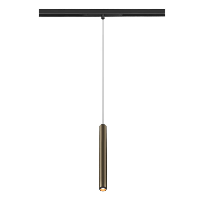 GRIP! S, 48V pendant light, pendant length 200cm, 3000 K, 29°, DALI, bronze / black