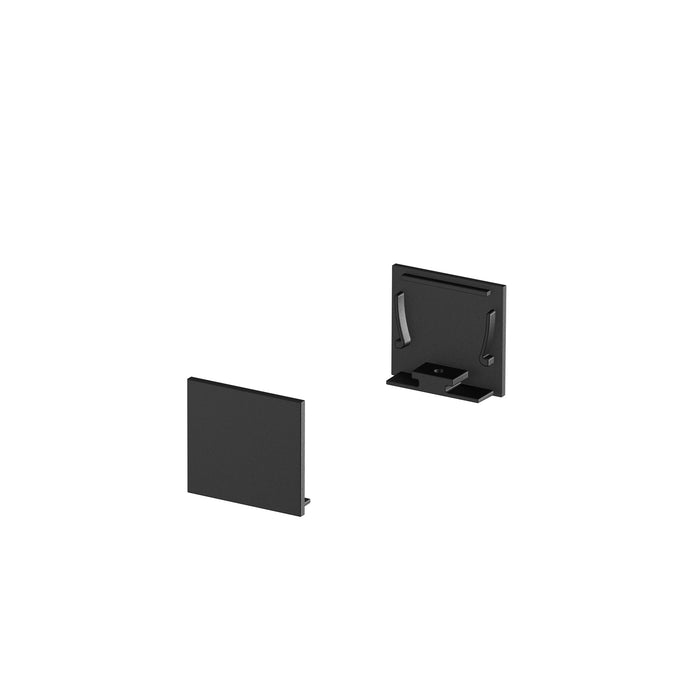 END CAPS, for GRAZIA 20 surface mounted profile standard, 2 pieces, flat version, black
