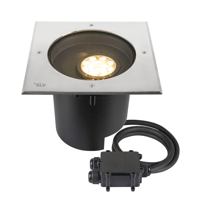 DASAR XL, recessed floor light, asymmetric, 3000K, 70°/40°, IP65/IP67, square, stainless steel / black