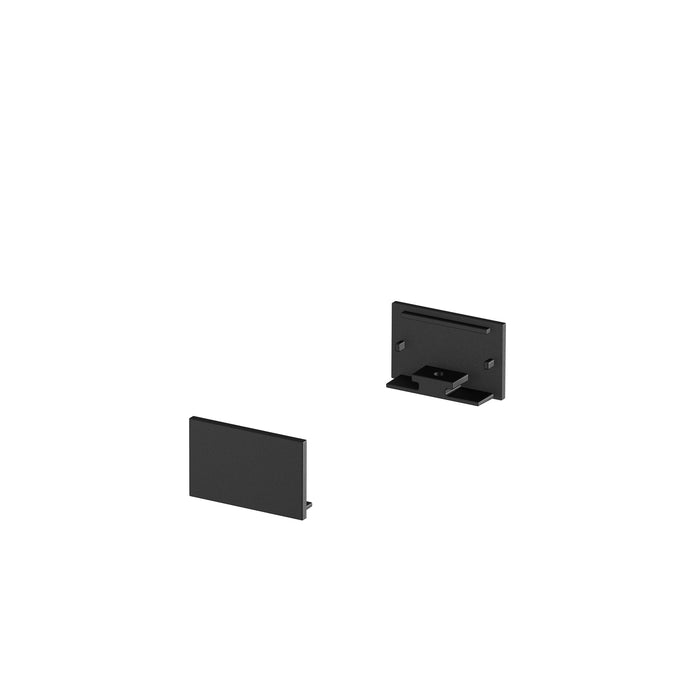 END CAPS, for GRAZIA 20 surface mounted profile flat, 2 pieces, flat version, black