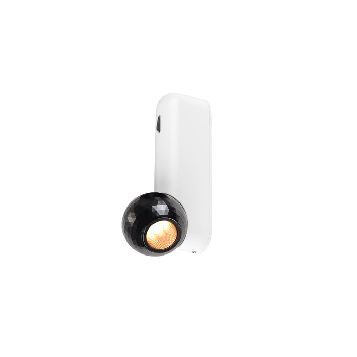 DYSKO, Wall and ceiling-mounted light, switch, single, PHASE, 2700K, 6.7W, 36°, white / black