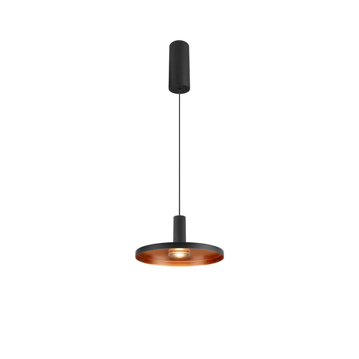 LALU SET, pendant light, LED Base, PLATE 22, PHASE, pendant length 200 cm, 2700/3000 K, 40°, black