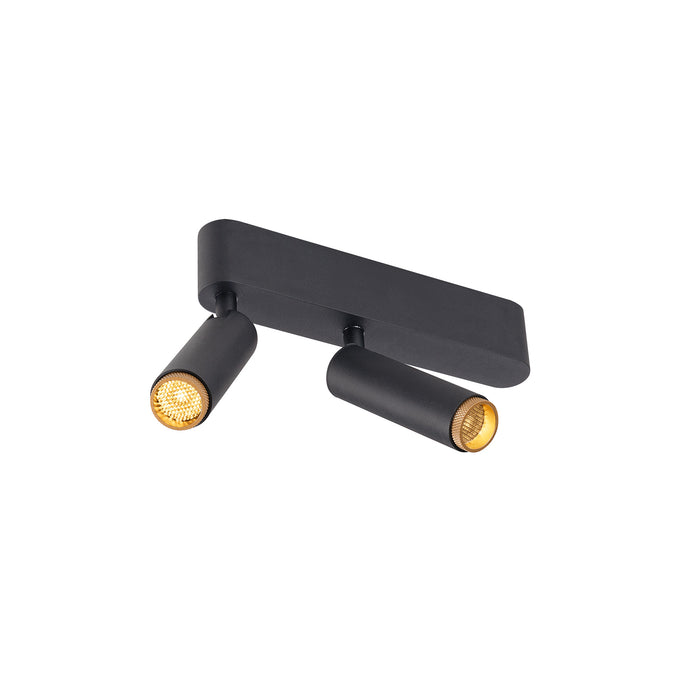 GRIP! S, Ceiling-mounted light, double, PHASE, 3000K, 21W, 29°, black / gold