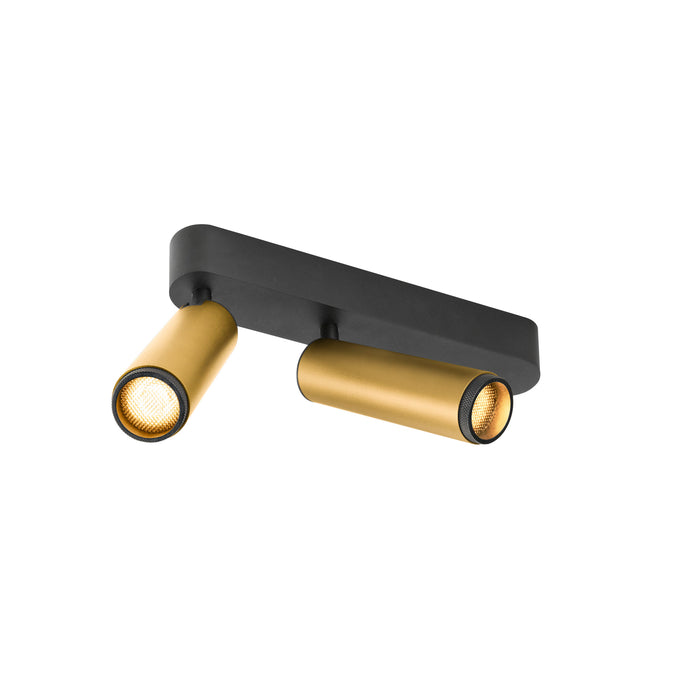 GRIP! M, Ceiling-mounted light, double, PHASE, 3000K, 28W, 42°, gold / black