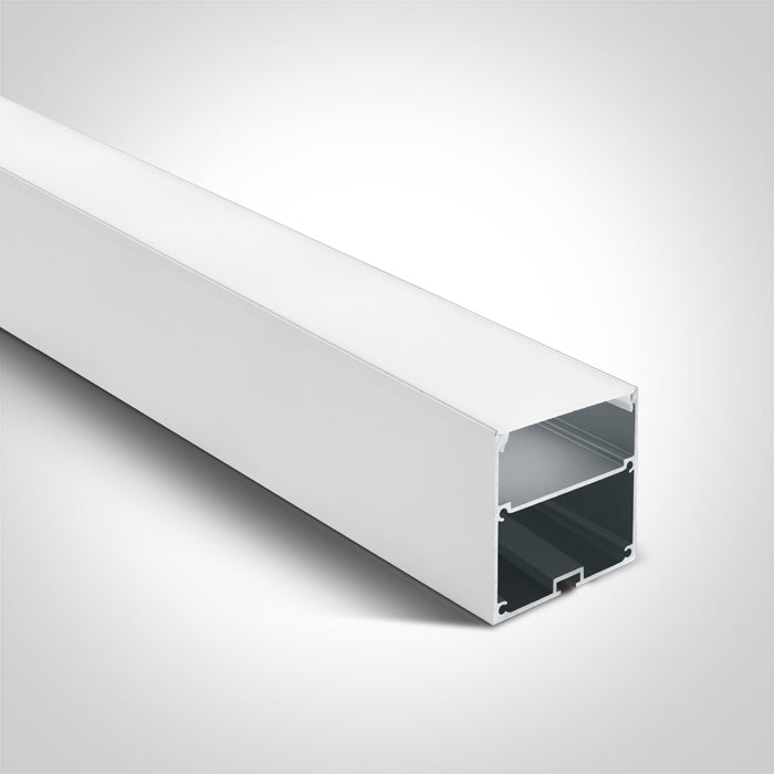 WHITE SURFACE PROFILE 2m FOR 45mm STRIPS + PC OPAL DIFFUSER