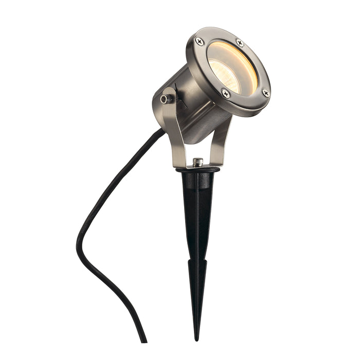 NAUTILUS SPIKE, outdoor spike luminaire, QPAR51, IP55, stainless steel, max. 25 W, incl. 1.5 m cable and plug