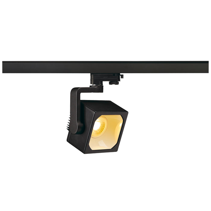 EURO CUBE, spot for 240V 3-phase track, LED, 3000 K, black, 60°, incl. 3-phase adapter