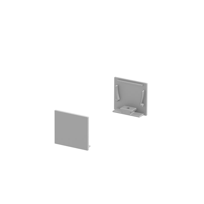 END CAPS, for GRAZIA 20 surface mounted profile standard, 2 pieces, flat version, aluminium
