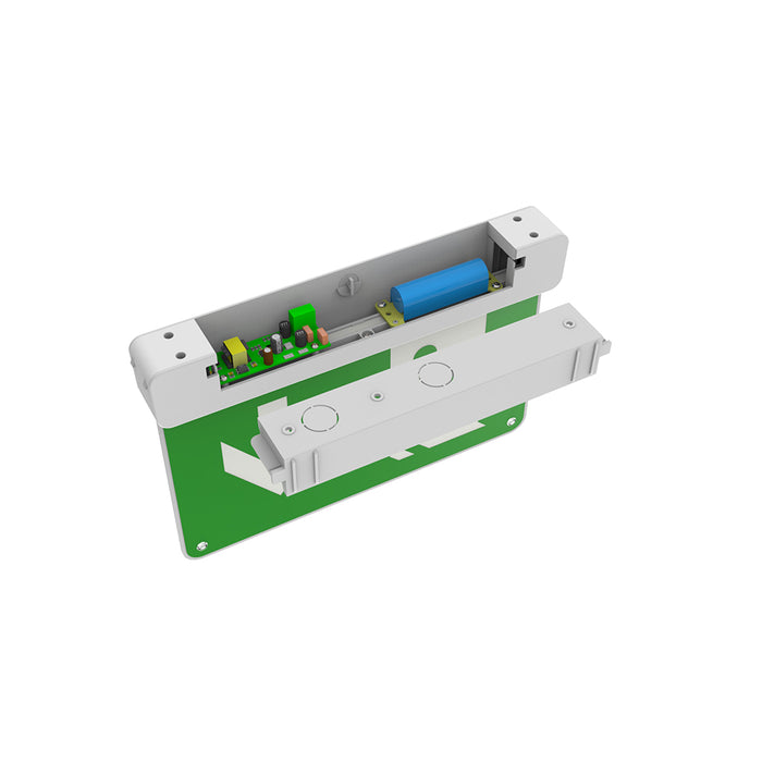 Razor Emergency Exit Sign c/w arrow UP legend, White