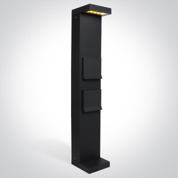 ANTHRACITE BOLLARD 70cm 8W WW IP65 230V 2x SCHUKO 1000w each