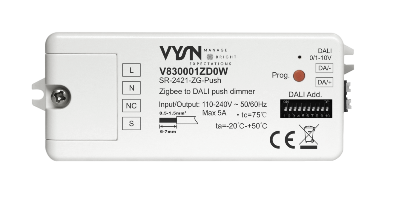 Zigbee to DALI push dimmer