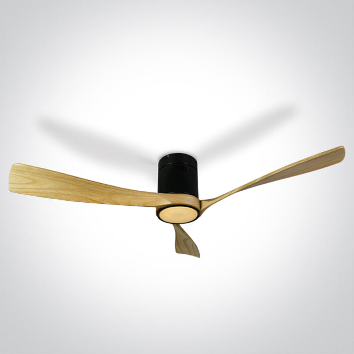 LIGHT WOOD BLACK CEILING FAN 40W LED 22W CCTV IP20 230v
