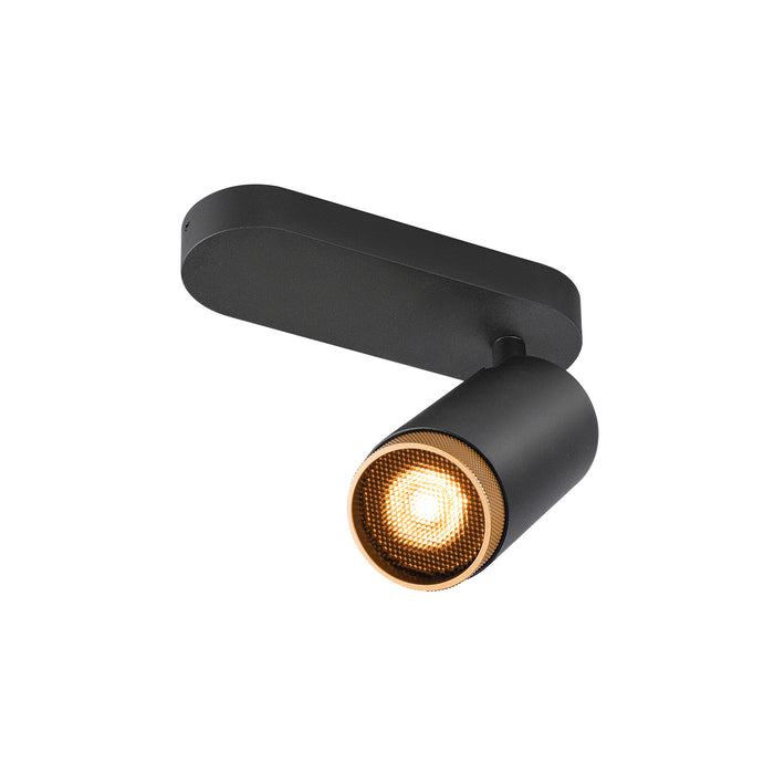 GRIP! L, SPOT CL, single, QPAR51, ceiling-mounted light, cylindrical, 1 x max. 6 W, black / gold