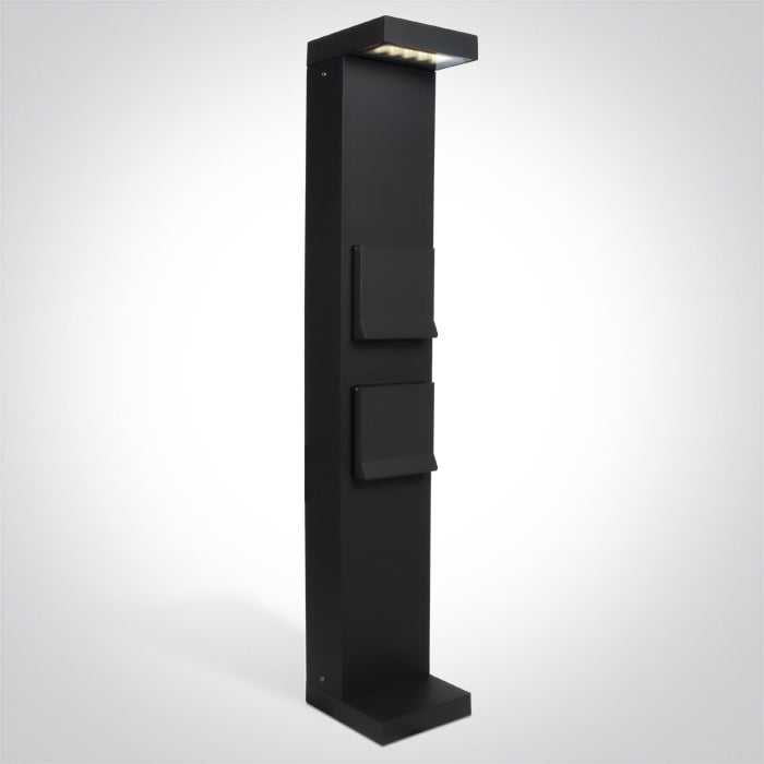 ANTHRACITE BOLLARD 70cm 8W CW IP65 230V 2x SCHUKO 1000w each