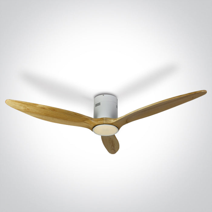 LIGHT WOOD WHITE CEILING FAN 25W LED 22W CCTV IP20 230v
