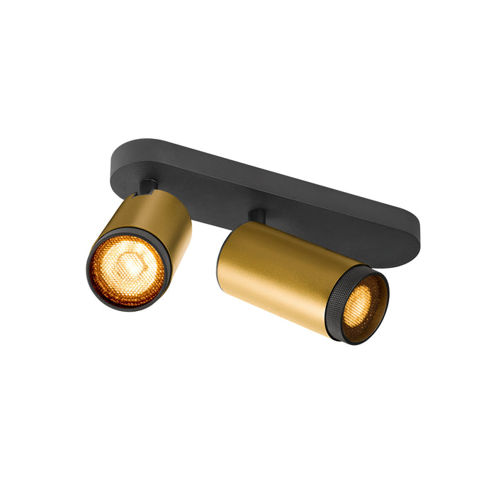 GRIP! L, SPOT CL, double, QPAR51, ceiling-mounted light, cylindrical, 2 x max. 6 watts, gold / black