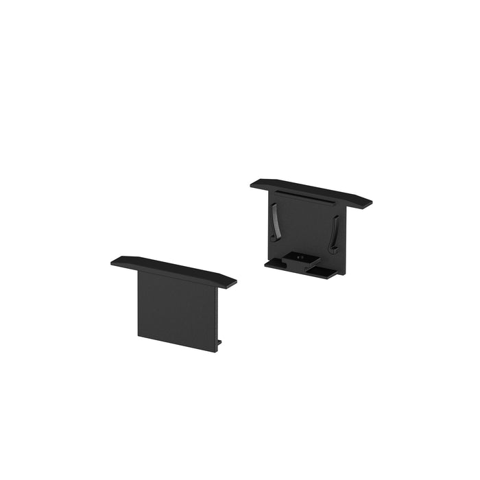 END CAPS, for GRAZIA 20 recess mounted profile, 2 pieces, black