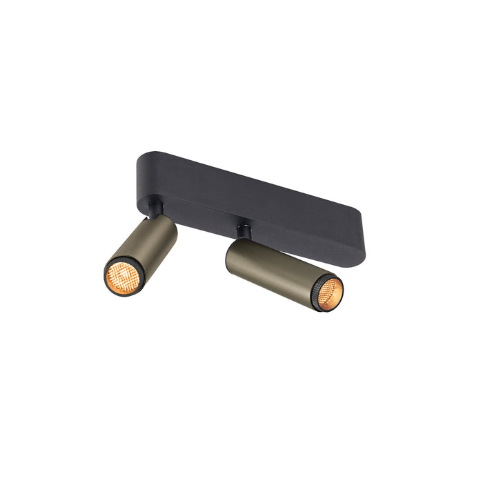 GRIP! S, surface-mounted ceiling light, double, PHASE, 2700 K, 21 W, 29°, bronze / black