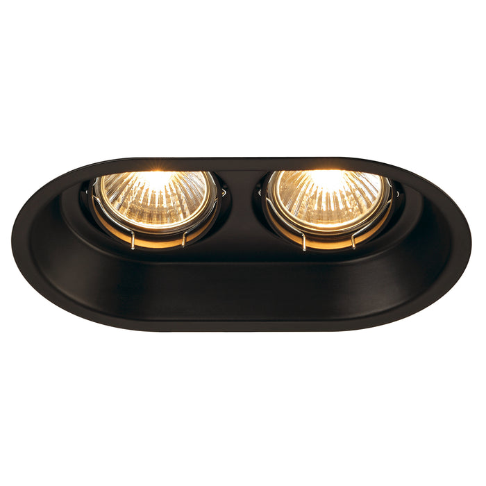 HORN 2, recessed fitting, double-headed, QPAR51, oval, matt black, max. 100W, tiltable, incl. clip springs