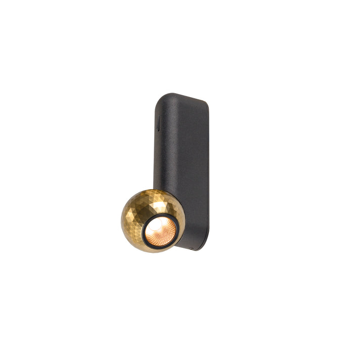 DYSKO, Wall and ceiling-mounted light, switch, single, PHASE, 2700K, 6.7W, 36°, black / gold