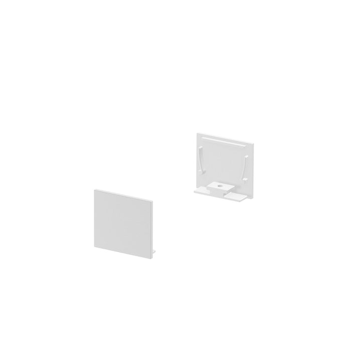END CAPS, for GRAZIA 20 surface mounted profile standard, 2 pieces, flat version, white