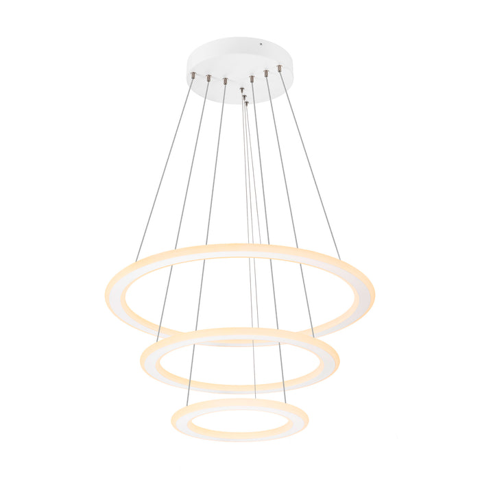 ONE FLAT, pendant light, triple, 300cm, 2700/3000K, DALI 2, Touch, white