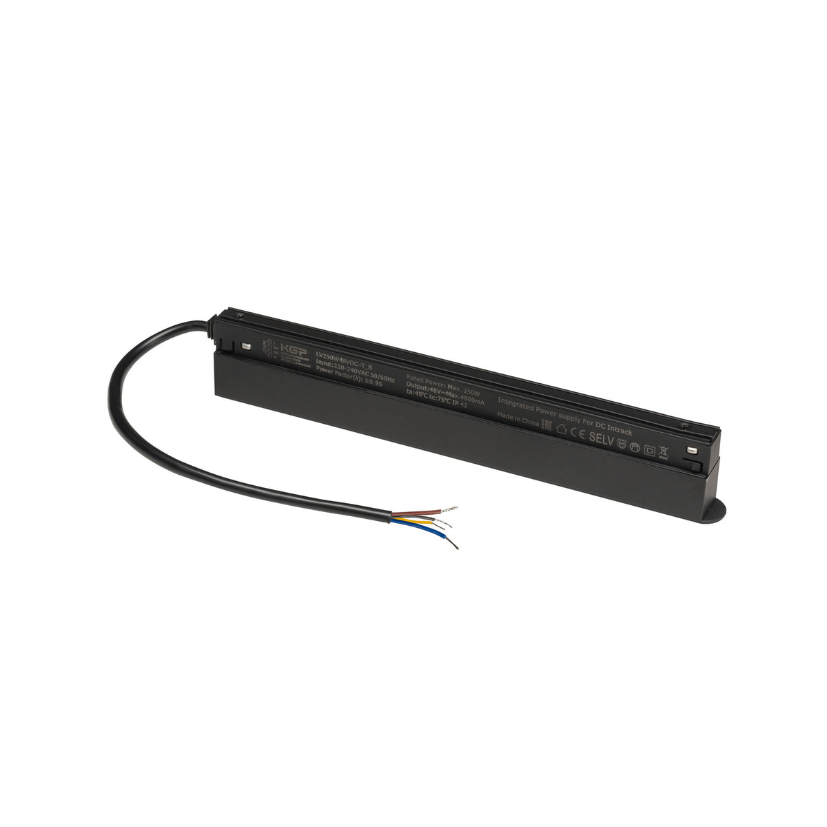 Intrack power adapter, 48V TRACK, 250W, incl. DALI through-wiring, bla ...