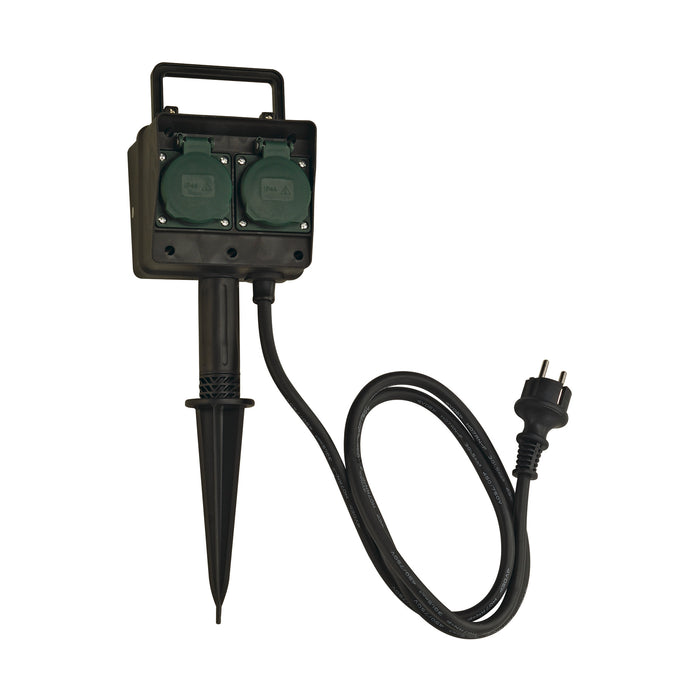 4-FOLD GARDEN OUTLET, outdoor sockets, IP44, with 1.4 m connection lead and shock-proof mains plug