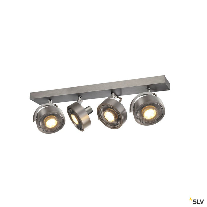 KALU CW, indoor surface-mounted wall and ceiling light, quad, QPAR111 brushed aluminium 4x75W