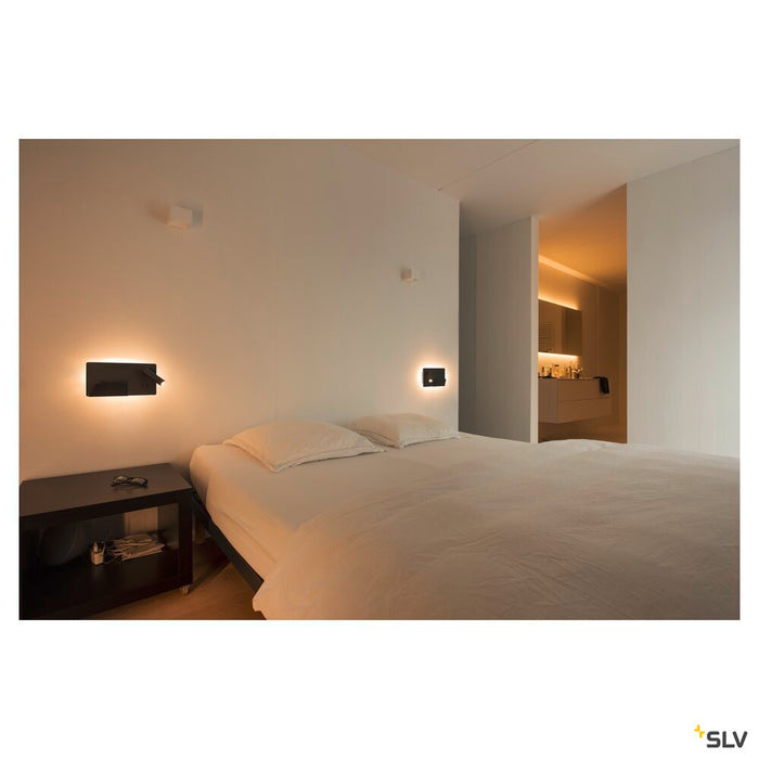 SOMNILA SPOT, indoor LED surface-mounted wall light 3000K black version right incl. USB connection