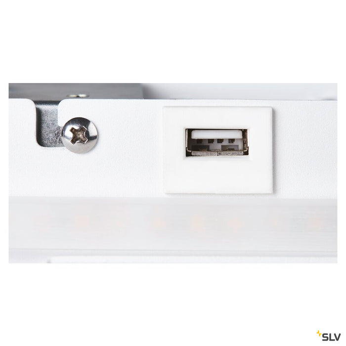 SOMNILA SPOT, indoor LED surface-mounted wall light 3000K white version right incl. USB connection