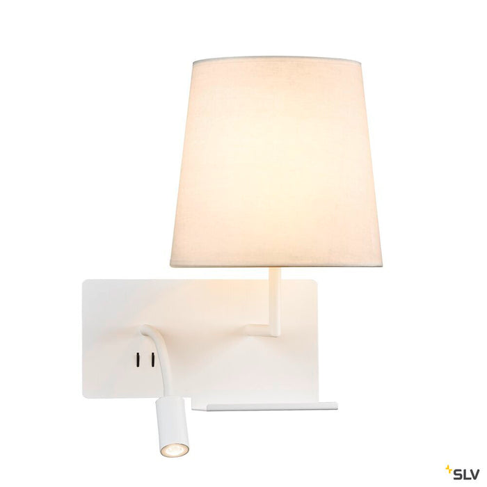 SOMNILA FLEX, indoor LED surface-mounted wall light 3000K white version right incl. USB connection