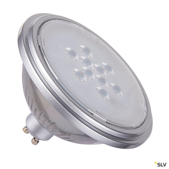 QPAR111 GU10, silver LED light, 7W 4000K CRI90 25°