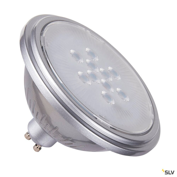 QPAR111 GU10, silver LED light, 7W 2700K CRI90 40°