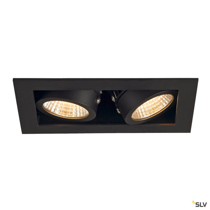 KADUX 2 SET recessed fitting, double-headed LED, 3000K, rectangular, matt black, 38°, 15W, incl. driver