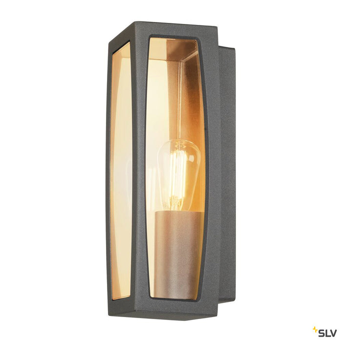 MERIDIAN BOX 2, outdoor wall light, TC-(D,H,T,Q)SE, anthracite, max. 25W, clear plastic