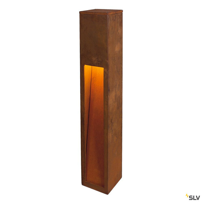 RUSTY SLOT 80, outdoor floor stand, LED, 3000K, rusted steel, L/W/H 12/12/80 cm