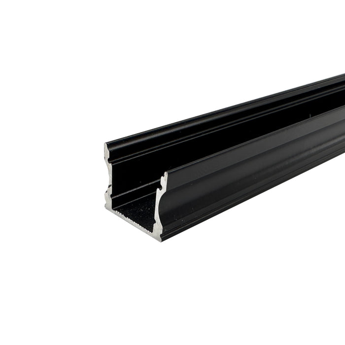 2 Metre Standard Surface Mounted Black Aluminium Profile, 14x17 mm