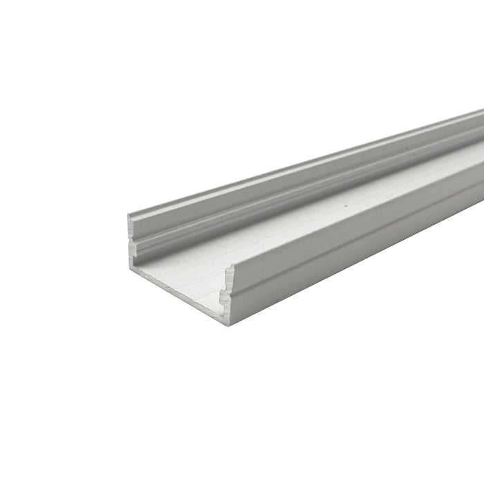 2 Metre Shallow Double-Width Surface Mounted White Aluminium Profile, 10x23 mm