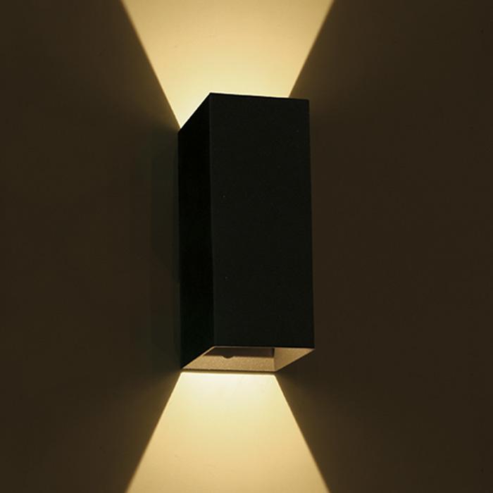 BLACK WALL LED 2x3W WW IP54 DARK LIGHT 100-240V